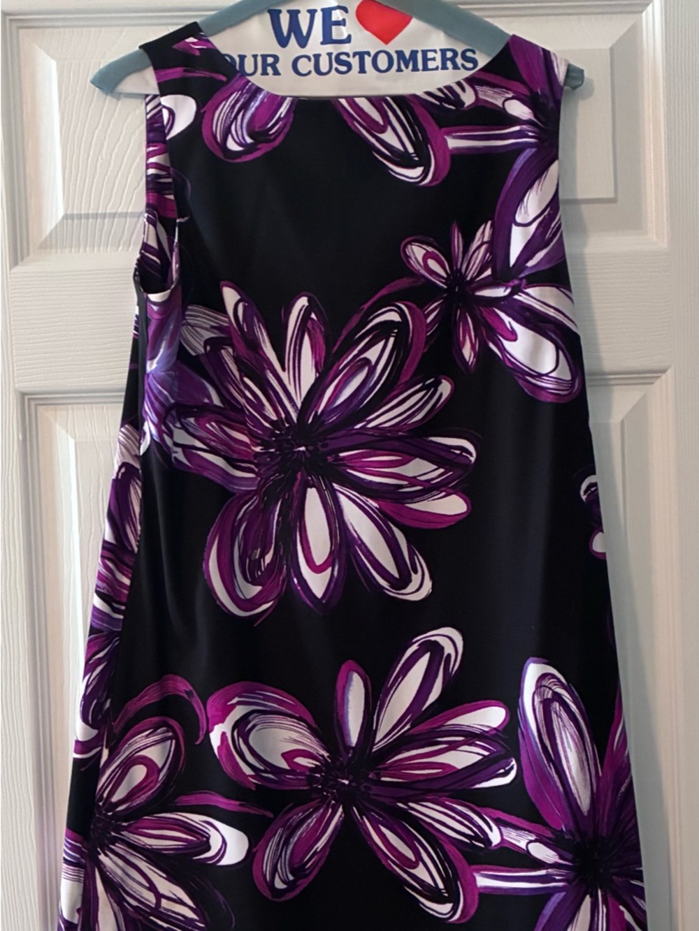 AB Studio Black Dress with Purple and White Floral Print